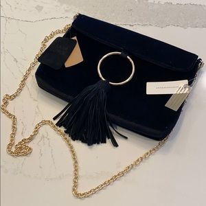 Anthropologie Black Suede & Gold Purse